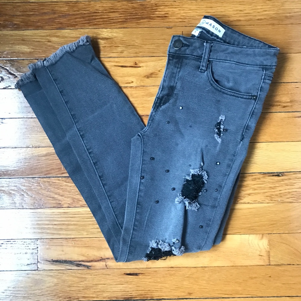 Ripped Embellished Skinny Jeans